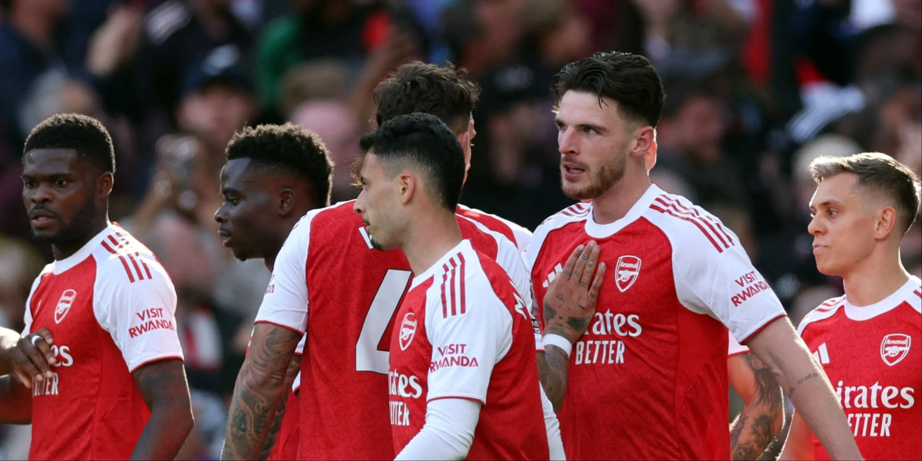 Bộ ba Gabriel Martinelli, Bukayo Saka và Declan Rice của Arsenal