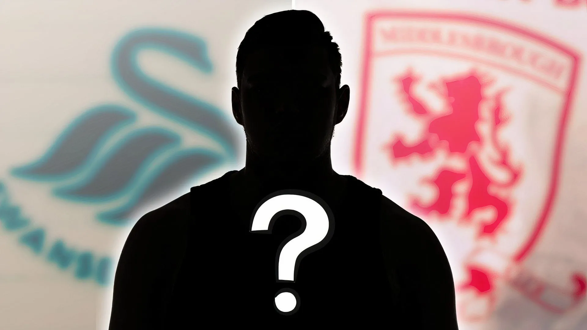 Huy hiệu hai câu lạc bộ Swansea City và Middlesbrough FC trên nền sân cỏ, biểu tượng của thương vụ chuyển nhượng tiềm năng