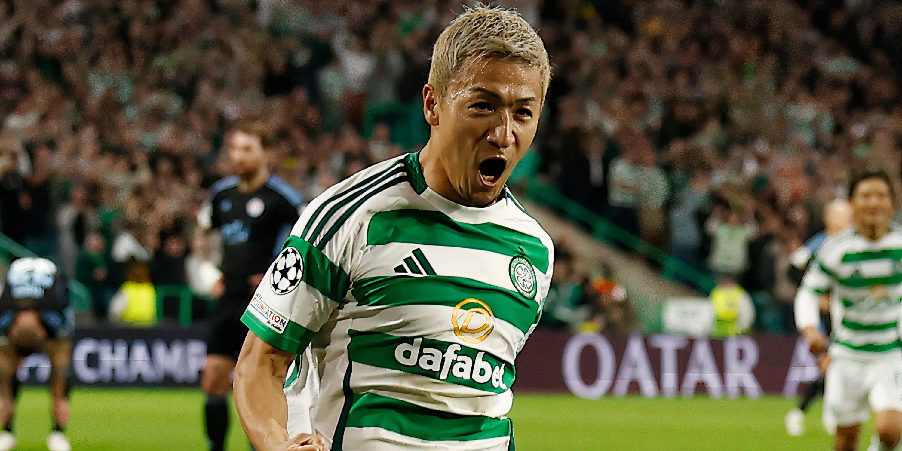 Daizen Maeda trong màu áo Celtic tại đấu trường Champions League